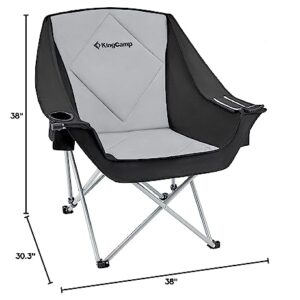 KingCamp Oversized Folding Camping Chair Outdoor Portable Bucket Chair Heavy Duty Extra Large XL Sofa Chair for Adults, Supports 300lbs with Cooler Bag for Sports, Festival, Yard