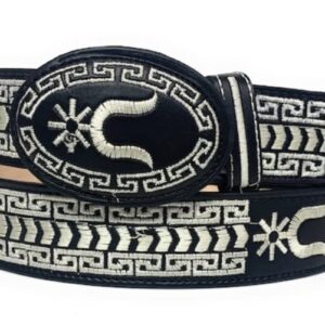 Men's Black western Embroidered Charro Belt, Cinto Charro Vaquero Bordado (44)