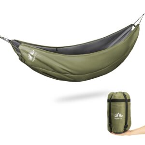 Night Cat Hammock Underquilts Sleeping Bag Single Insulated Under Blanket for Hammock 4 Seasons Lightweight Soft Warm 5-20℃ 8x3.6ft Army Green