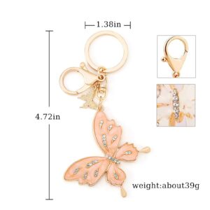 ROPAKED 2 Pieces Butterfly Keychain Cute Key Chains,Butterfly Gift,Crystal Bling Diamond keychain,Butterfly Accessories for Women Car Keys