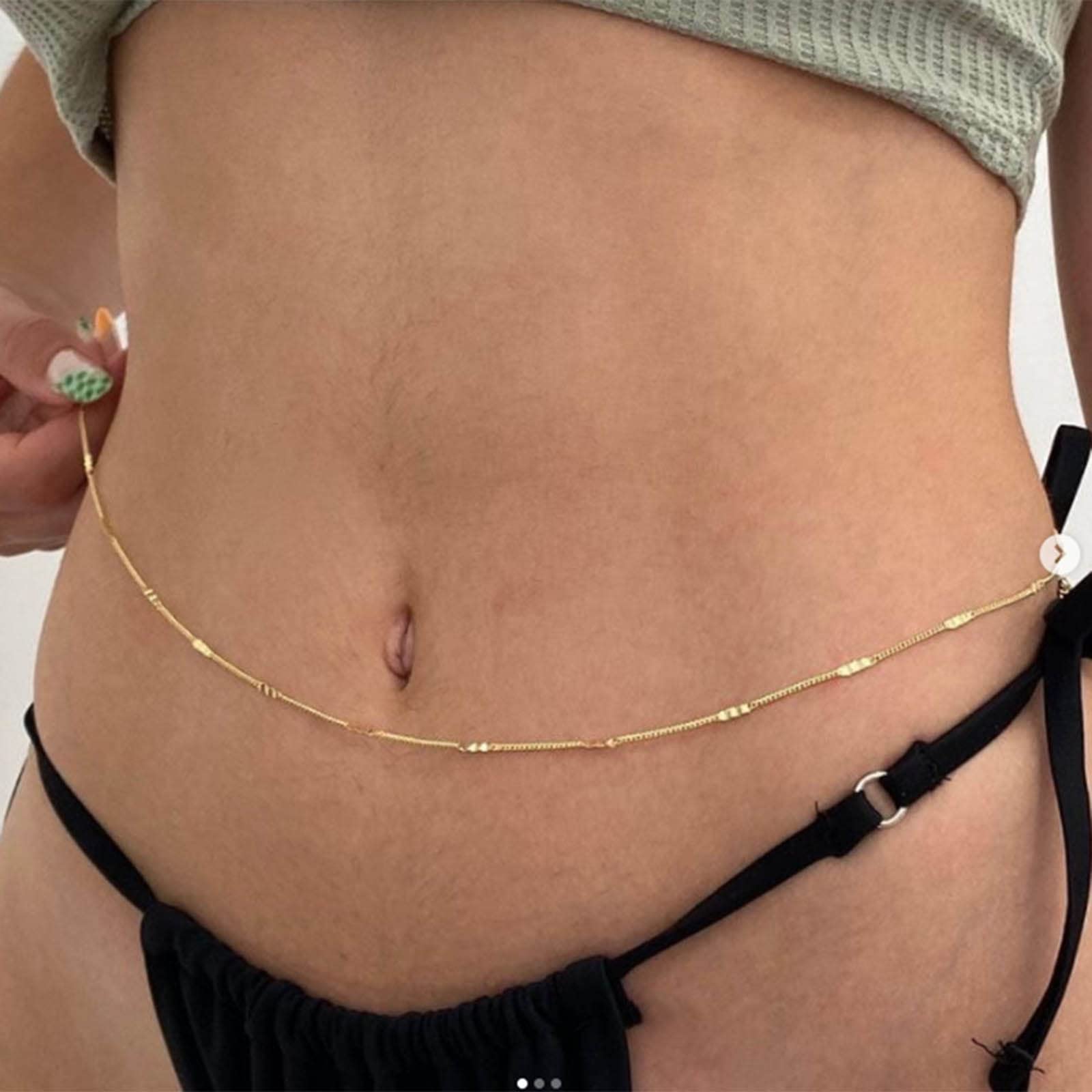 Zeshimb Gold Sexy Single Layer Waist Chain Simple Punk Thin Chain Bikini Beach Chain Adjustable Jewelry Handmade for Women and Girls