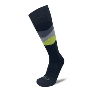 pure athlete eco friendly winter ski socks - sustainable cold weather hiking snowboard socks (l, black/grey/neon green)