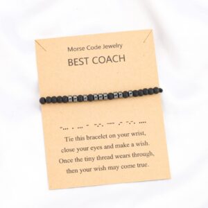 Best Coach Morse Code Bracelet Coach Wish Bracelet Soccer Volleyball Football Swimmer Basketball Tennis Coach Thank You Gift (BEST COACH WISH)