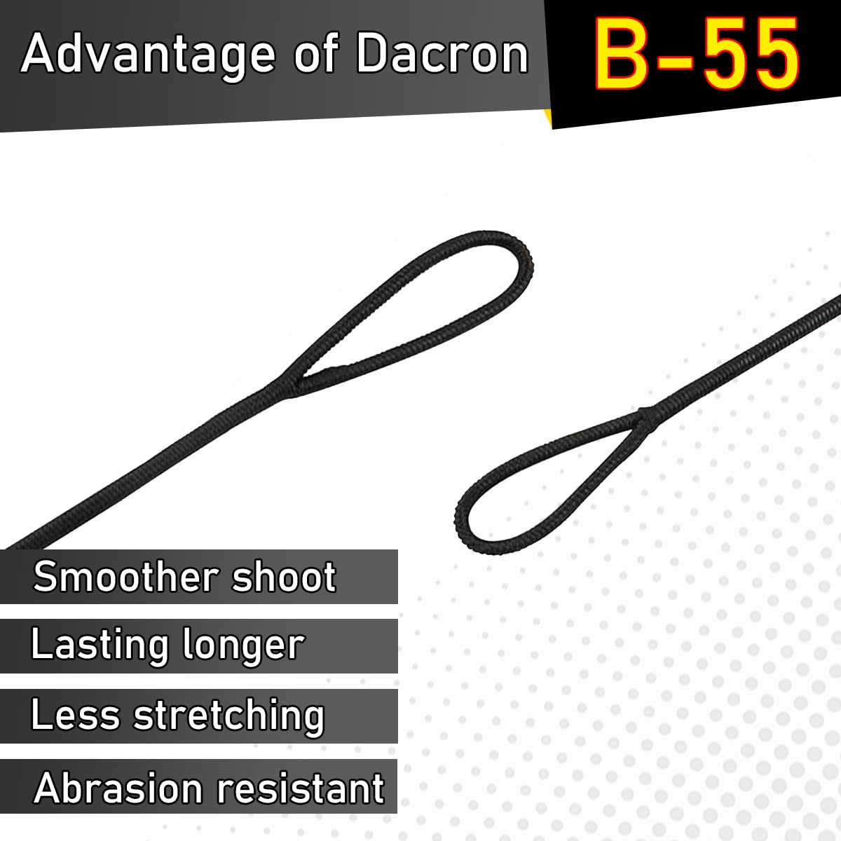 TACHYON ARCHERY Recurve Bow String - Dacron Bow String Replacement for Traditional and Recurve Bow with Finger Saver, Bowstring 14,16 Strands AMO 48-70 inches