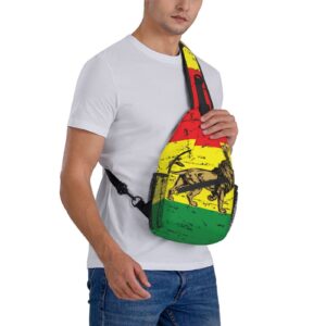 AMRANDOM Rasta Lion Flag Sling Backpack Multipurpose Crossbody Shoulder Bag Travel Hiking Daypack