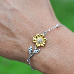 AMISK CREATIVES Sunflower Bracelet Sterling Silver Message Card Jewelry for Women Gift for Daughter Granddaughter Mother Friendship Graduation Birthday Spiritual