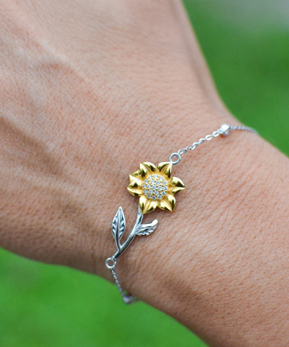 AMISK CREATIVES Sunflower Bracelet Sterling Silver Message Card Jewelry for Women Gift for Daughter Granddaughter Mother Friendship Graduation Birthday Spiritual