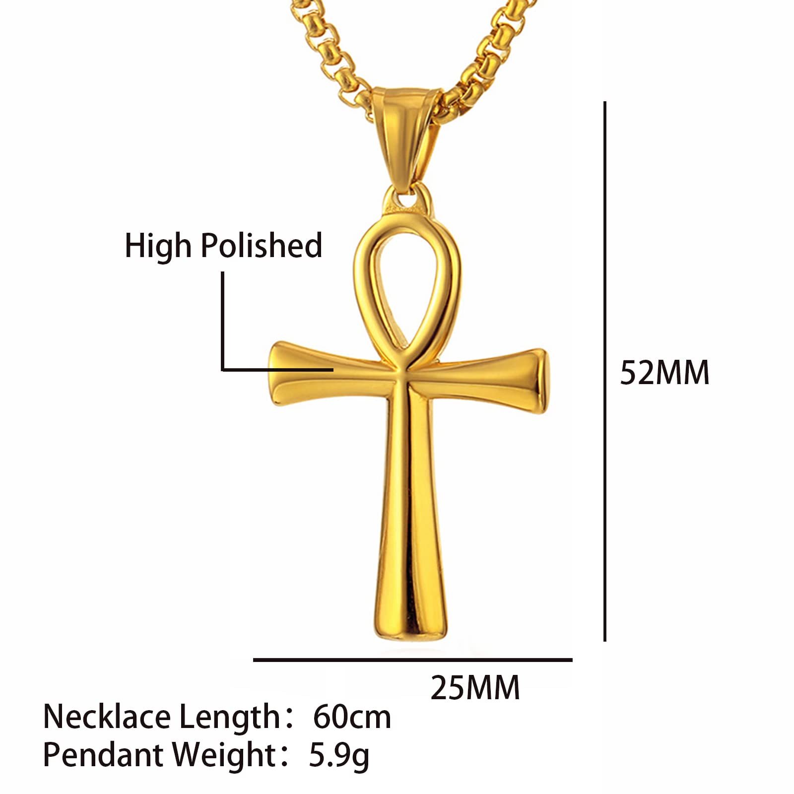 StoryEtain Ankh Necklace Coptic Ankh Cross Pendant Necklace Egyptian Jewelry Religious Ankh Necklace Christmas Gift for Women Men