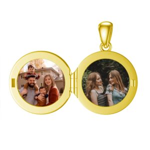 Rikelus Gold Locket Necklace for Women Real Gold Photo Lockets That Holds Picture