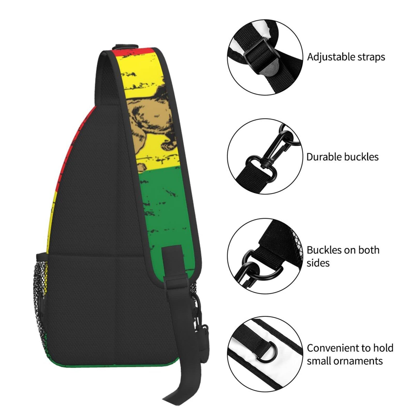 AMRANDOM Rasta Lion Flag Sling Backpack Multipurpose Crossbody Shoulder Bag Travel Hiking Daypack