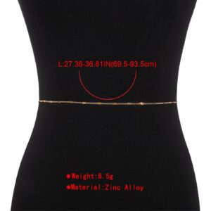 Zeshimb Gold Sexy Single Layer Waist Chain Simple Punk Thin Chain Bikini Beach Chain Adjustable Jewelry Handmade for Women and Girls