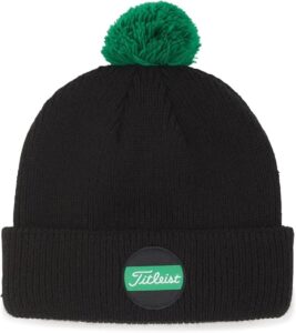 titleist 2022 shamrock collection boardwalk pompom golf beanie black/green one size fits most