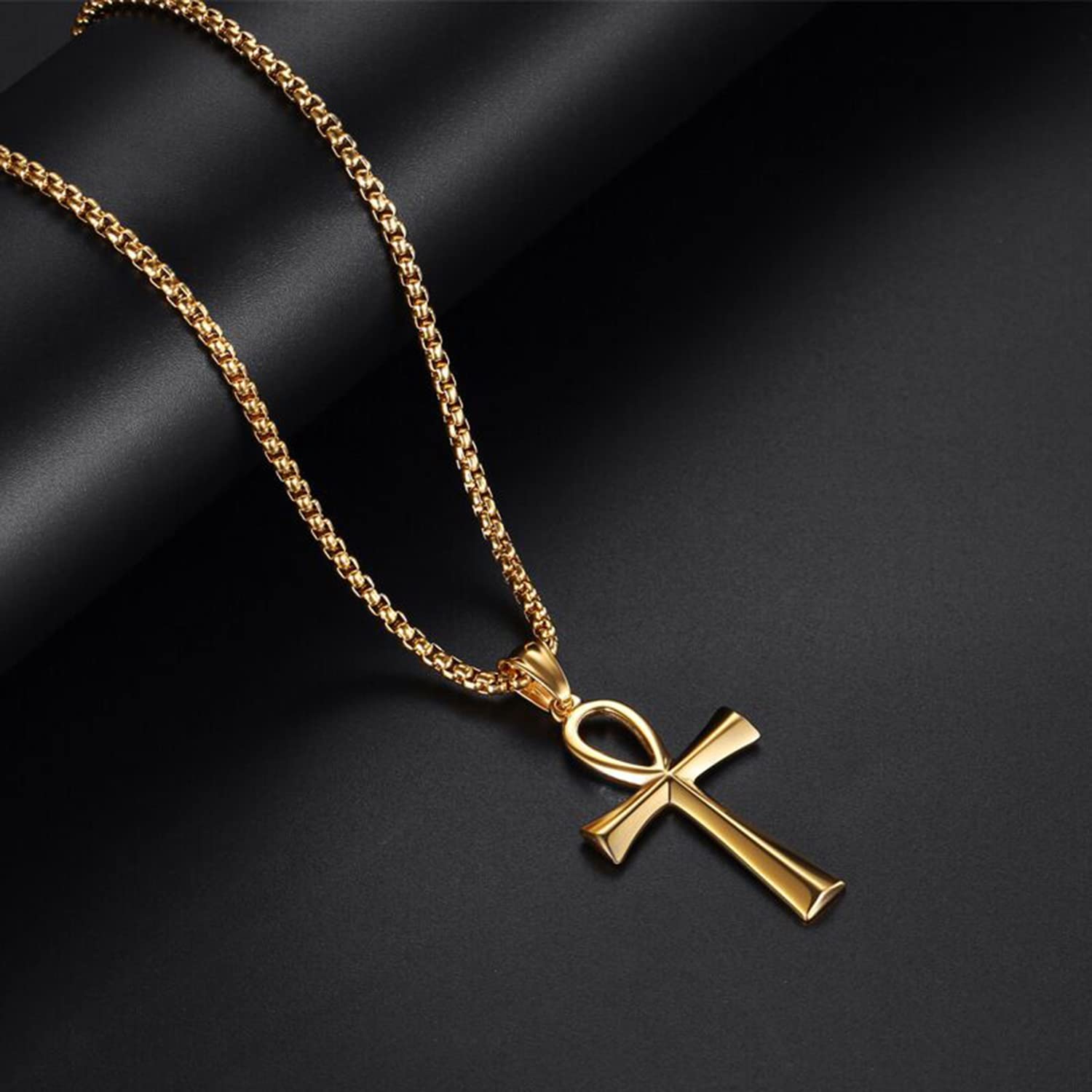 StoryEtain Ankh Necklace Coptic Ankh Cross Pendant Necklace Egyptian Jewelry Religious Ankh Necklace Christmas Gift for Women Men