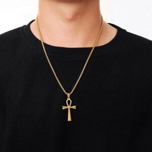 StoryEtain Ankh Necklace Coptic Ankh Cross Pendant Necklace Egyptian Jewelry Religious Ankh Necklace Christmas Gift for Women Men