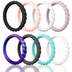 Egnaro Silicone Ring Women Thin and Stackable Rubber Rings Women Wedding Bands - 2.5mm Width - 1.8mm Thick