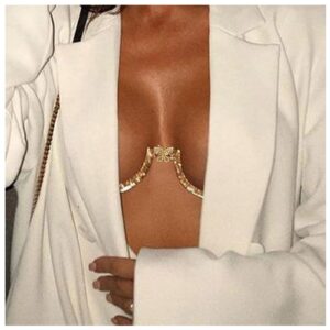 Rhinestone Chest Bracket Bra Chain Sexy Bikini Crystal Body Chains Butterfly Chest Chain Body Jewelry Accessories for Women