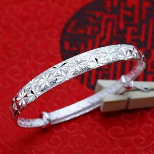 1Pc Women Jewelry Sterling Silver Bracelet Fashion Cuff Bangle Chain Bracelets Nice Gift for Women Mom Nice and Deft