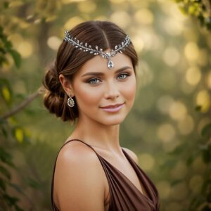 LOVFOIVER Bridal Rhinestone Headband Hair Comb for Women Wedding Teardrop Headpiece Bridal Forehead Head Chain Hair Accessories (silver)…