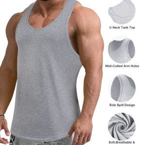 KAWATA Men's 3 Pack Dry Fit Workout Tank Top Gym Muscle Tee Fitness Bodybuilding Sleeveless T Shirts