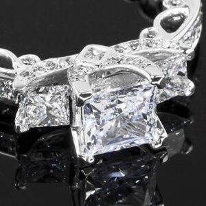 Cushion Cut Simulated Diamond Ring for Women Zircon Ring Engagement Wedding Band CZ (Silver, 11)