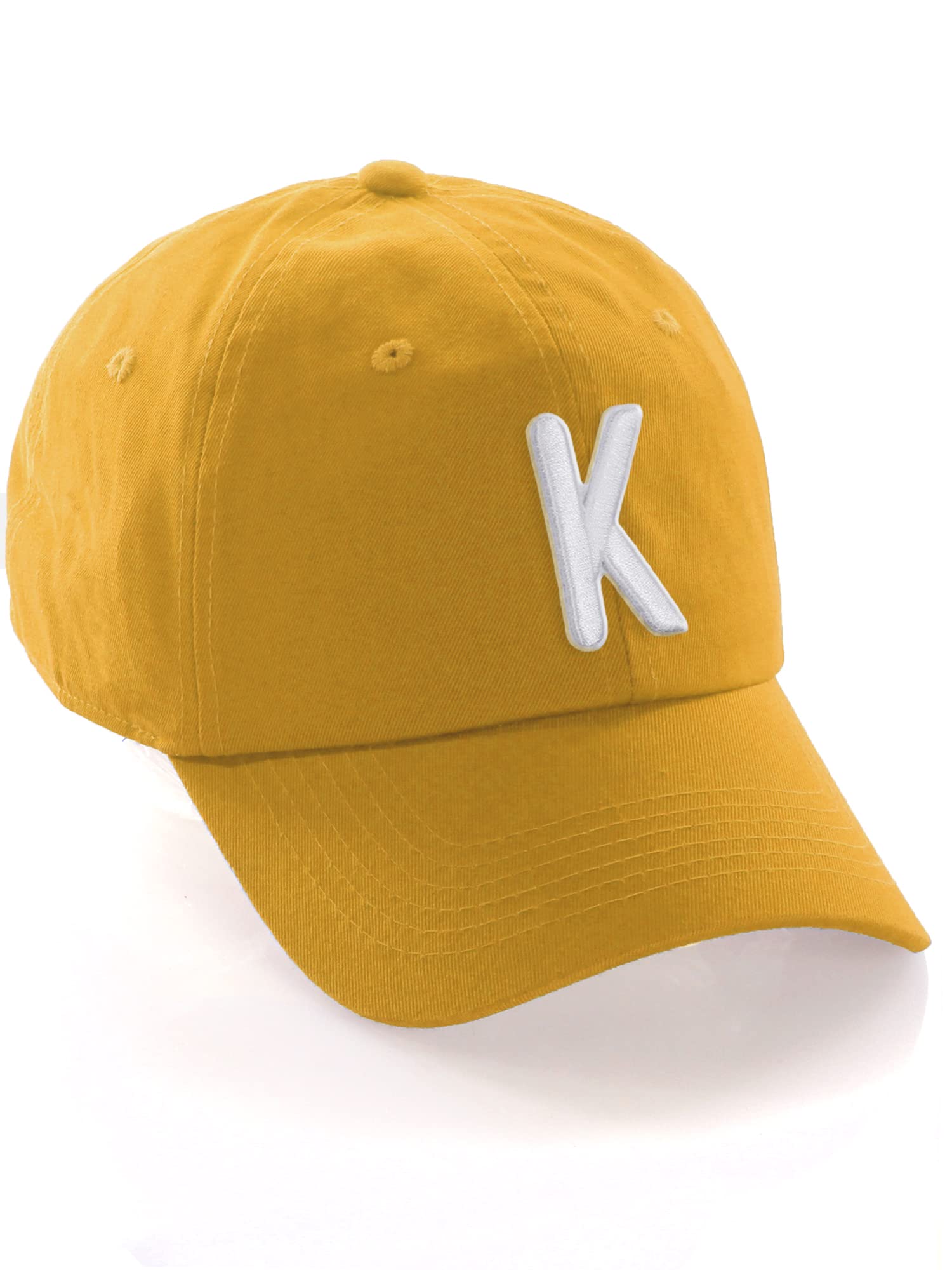 Daxton Classic Baseball Dad Hat Embroidered Initial Letters Cap - Gold, Letter K