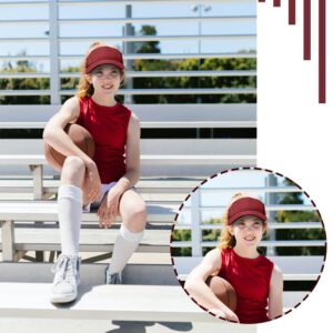 2 Pieces of Burgundy Sun Visor Hats Adjustable Sport Visors Cap Visors for Women and Men (One Size)