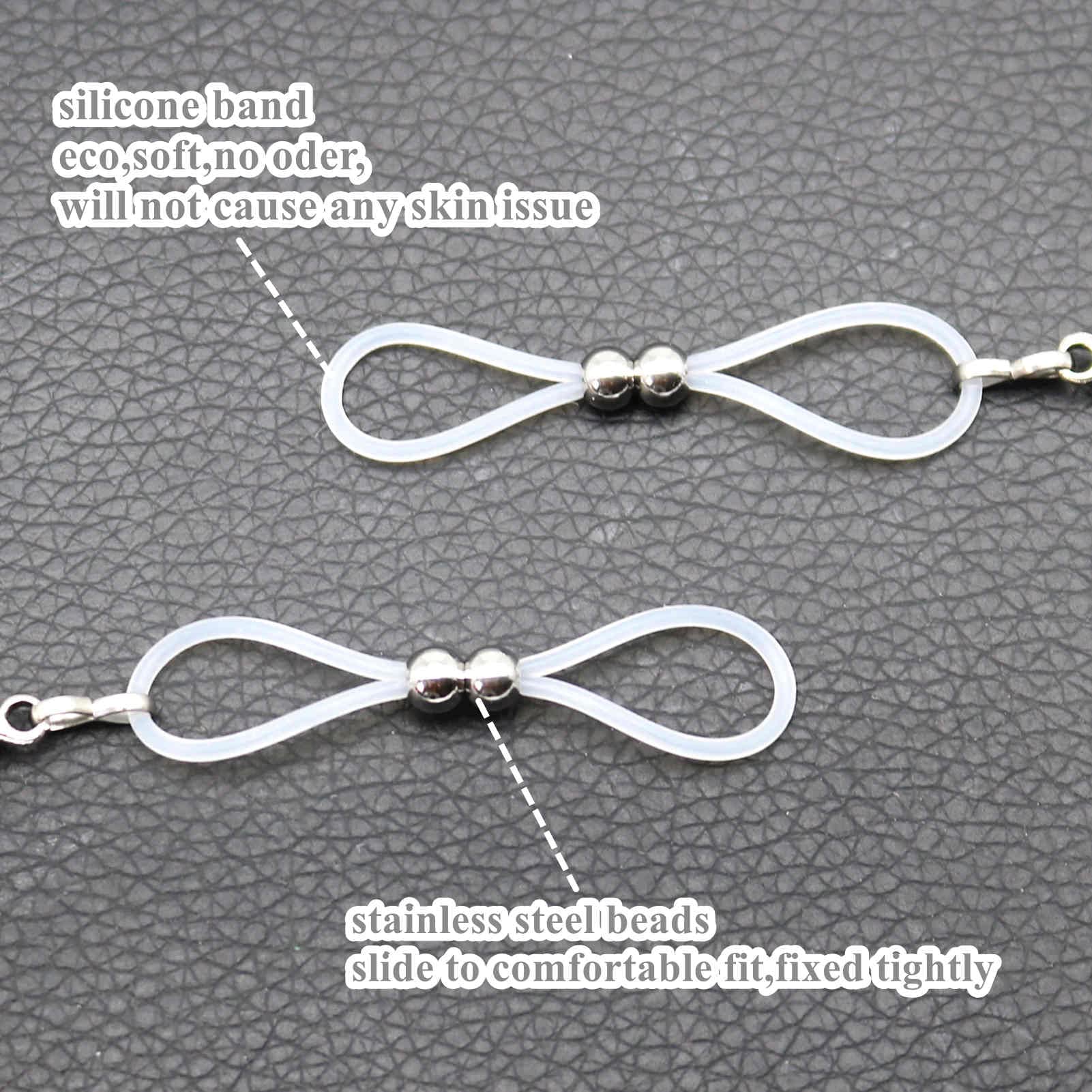 Mimimelon Non Piercing Nipple Chains with Choker Fake Nipple Clamps Crystal Nipple Noose