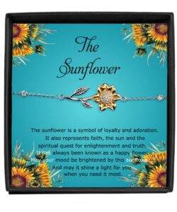 amisk creatives sunflower bracelet sterling silver message card jewelry for women gift for daughter granddaughter mother friendship graduation birthday spiritual