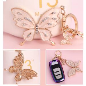 ROPAKED 2 Pieces Butterfly Keychain Cute Key Chains,Butterfly Gift,Crystal Bling Diamond keychain,Butterfly Accessories for Women Car Keys