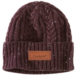 carhartt women's rib knit fisherman beanie, blackberry nep, ofa