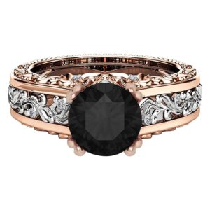 gemstone ring for women zircon proposal cz diamond engagement rings promise wedding band (black, 7), stainless steel,rose gold,white,purple