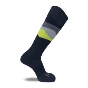 Pure Athlete Eco Friendly Winter Ski Socks - Sustainable Cold Weather Hiking Snowboard Socks (L, Black/Grey/Neon Green)