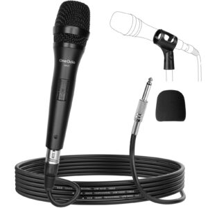 oneodio on55 wired microphone for singing - mic clips, metal female, on/off switch, 16.4ft xlr cable - condenser dynamic mic for karaoke machine, amp, speaker, parties