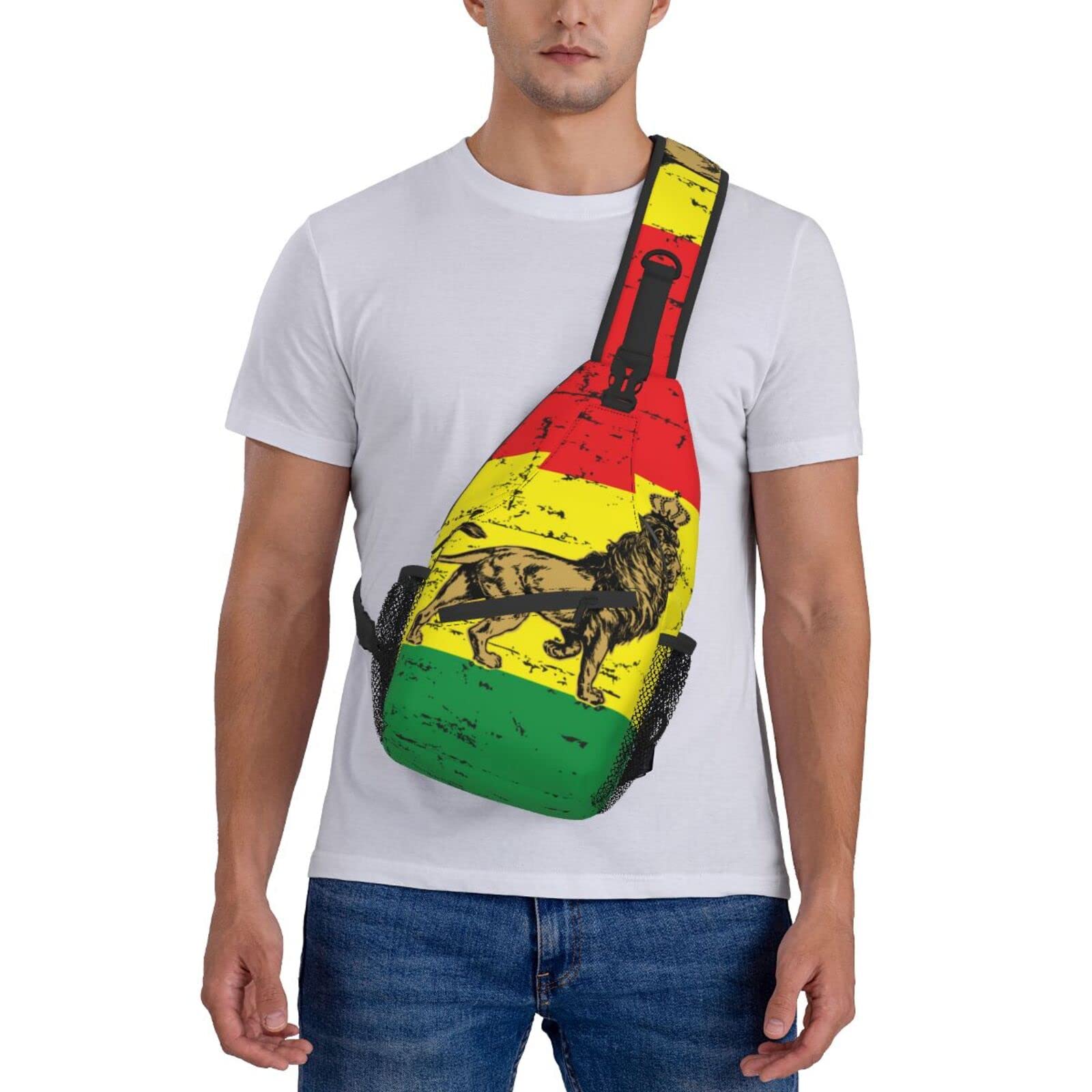 AMRANDOM Rasta Lion Flag Sling Backpack Multipurpose Crossbody Shoulder Bag Travel Hiking Daypack