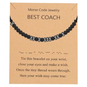 Best Coach Morse Code Bracelet Coach Wish Bracelet Soccer Volleyball Football Swimmer Basketball Tennis Coach Thank You Gift (BEST COACH WISH)