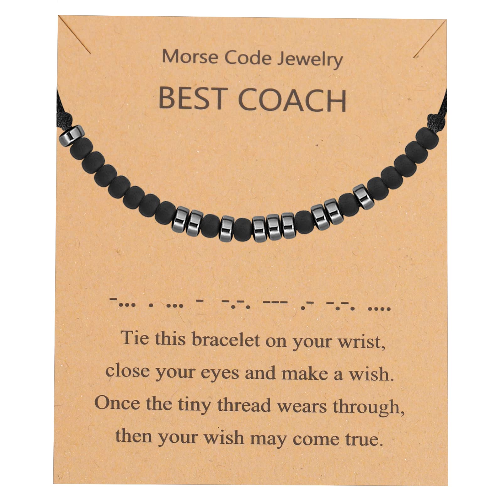 Best Coach Morse Code Bracelet Coach Wish Bracelet Soccer Volleyball Football Swimmer Basketball Tennis Coach Thank You Gift (BEST COACH WISH)