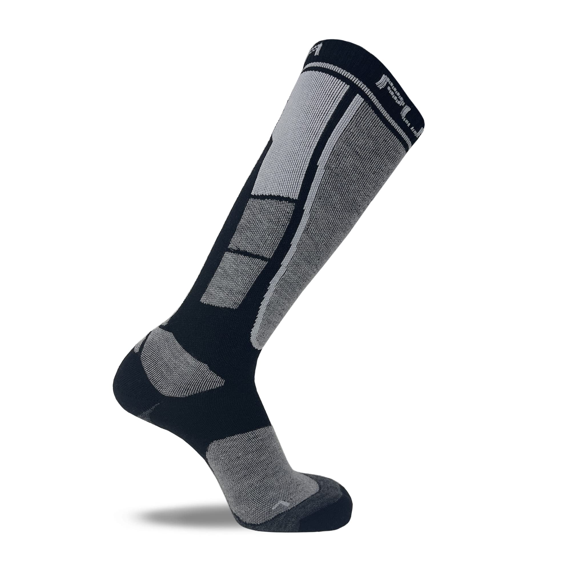 Pure Athlete Ski Socks Made in USA - Alpaca Wool Winter Weather Lightweight Socks for Skiing (L, Black)