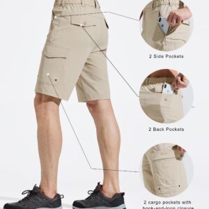 MASKERT Men's Hiking Cargo Shorts,Work Casual Shorts Travel Fishing Golf Stretch Tactical Shorts, Khaki XXL