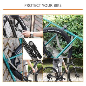 BIGLUFU Bike Lock Bicycle Scooter Motorcycle Folding Locks with 4Keys, Fold Chain Heavy Duty Alloy Steel Foldable Lock with Mounting Bracket 2pc Straps, 86cm/34 Unfolding, 1.92 lbs