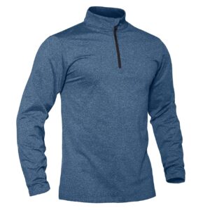 tacvasen men's quarter zip pullover fleece long sleeve pullover active shirts running performance shirts gym workout shirts tops blue grey, xl