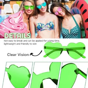 Konohan 54 Pairs Heart Sunglasses Bulk Valentine's Day Rimless Heart Shaped Colored Glasses Frameless Transparent Candy Multicolored Sunglasses for Women Party Eyewear