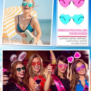 Konohan 54 Pairs Heart Sunglasses Bulk Valentine's Day Rimless Heart Shaped Colored Glasses Frameless Transparent Candy Multicolored Sunglasses for Women Party Eyewear