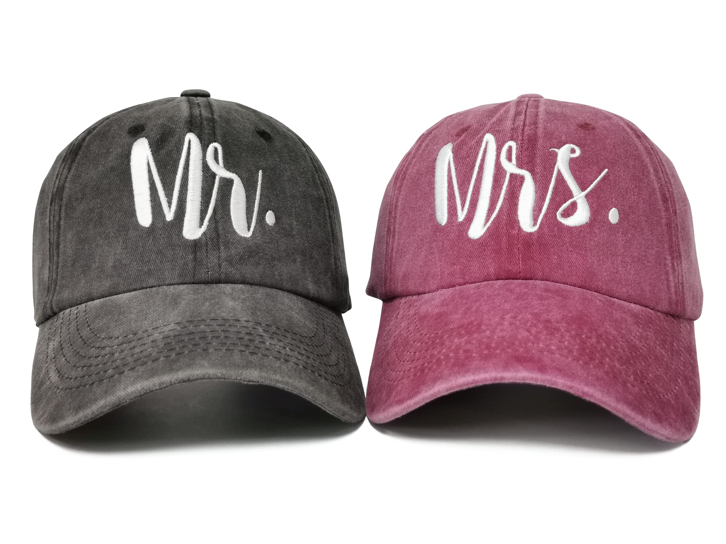 Enodtter Mr and Mrs Hats, Hubby Wifey Embroidered Bride Groom Matching Baseball Caps, Newlywed Honeymoon and Wedding Gift for Couples, Bridal Gift