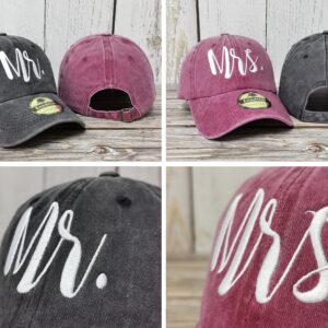 Enodtter Mr and Mrs Hats, Hubby Wifey Embroidered Bride Groom Matching Baseball Caps, Newlywed Honeymoon and Wedding Gift for Couples, Bridal Gift