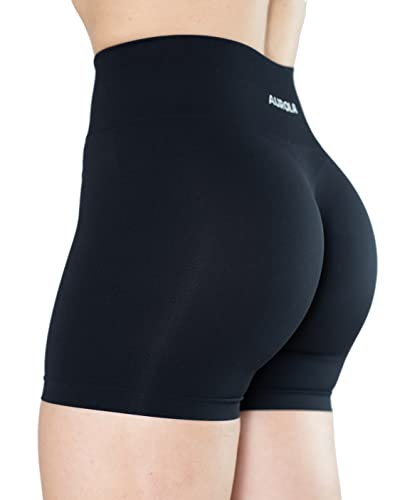 AUROLA Dream Collection Women Workout Shorts High Waist Gym Shorts, Scrunch Butt Seamless Athletic Shorts,Dark Black,S