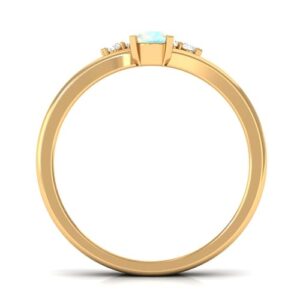 Certified Opal Diamond Wedding Ring Set, AAA Quality, Natural Rainbow Opal Engagement Ring with Enhancer, 14K Yellow Gold, Size:US 4.00