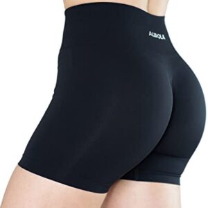 AUROLA Dream Collection Women Workout Shorts High Waist Gym Shorts, Scrunch Butt Seamless Athletic Shorts,Dark Black,S