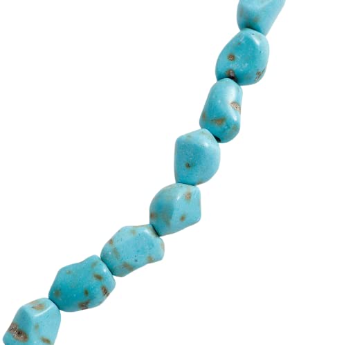 Darren' Irregular Natural Turquoise Necklace 16 Inch,Irregular Pearl Shape Pendant,Single Layered Necklaces for Women,Bohemian Necklace,Handmade Pendant