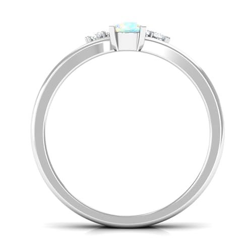 Certified Opal Diamond Wedding Ring Set, AAA Quality, Natural Rainbow Opal Engagement Ring with Enhancer, 14K White Gold, Size:US 12.00