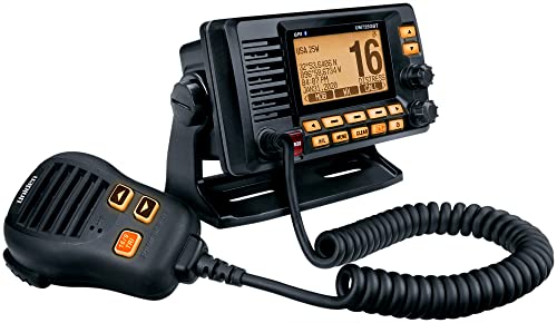 Uniden UM725GBTBK Marine VHF Radio, All USA, Canada, and Intl. Marine Channels, 1Watt/25Watt Transmit Power, Largest LCD Screen in Class, NOAA Weather Channels, Speaker Mic, Built-in GPS & Bluetooth.